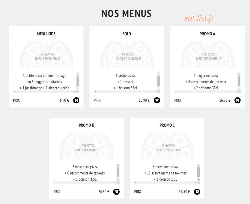 Carte et menu de Pizzeria du vaudreuil à Le Vaudreuil — Les menus