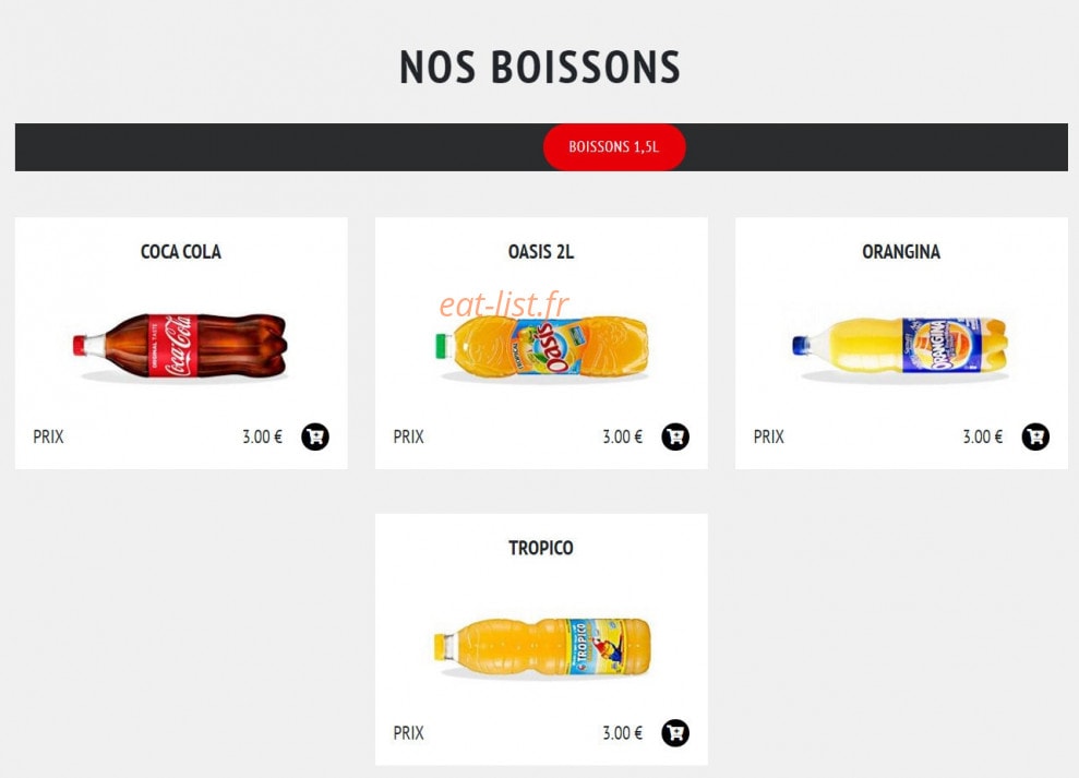 Carte et menu de Pizzeria du vaudreuil à Le Vaudreuil — Les boissons 1,5cl
