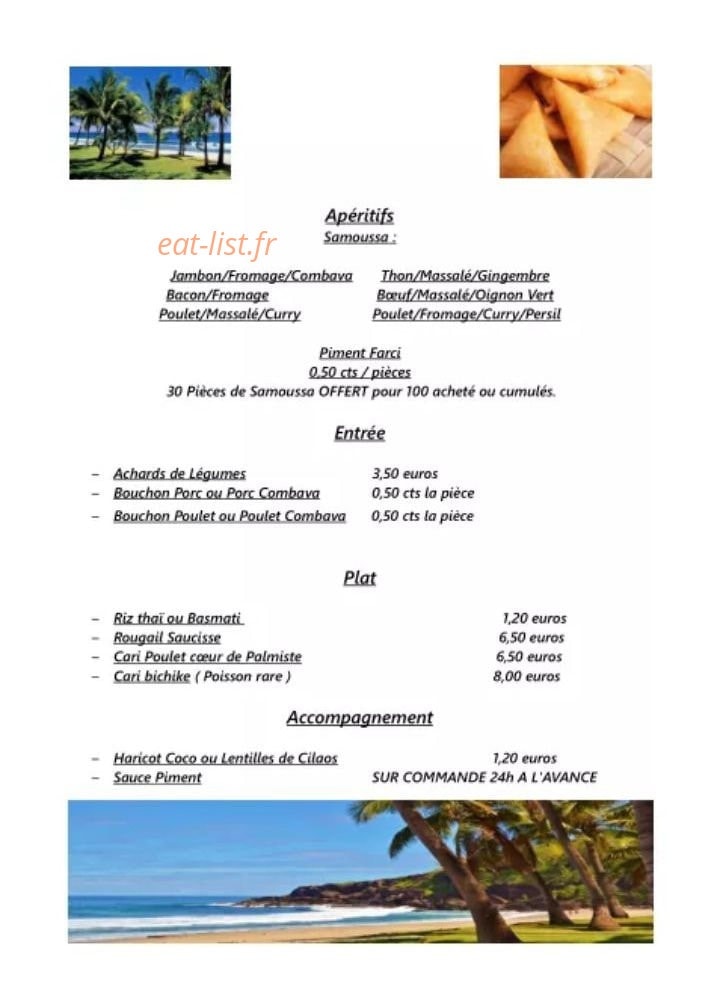 Samoussa Kréol — carte page 1