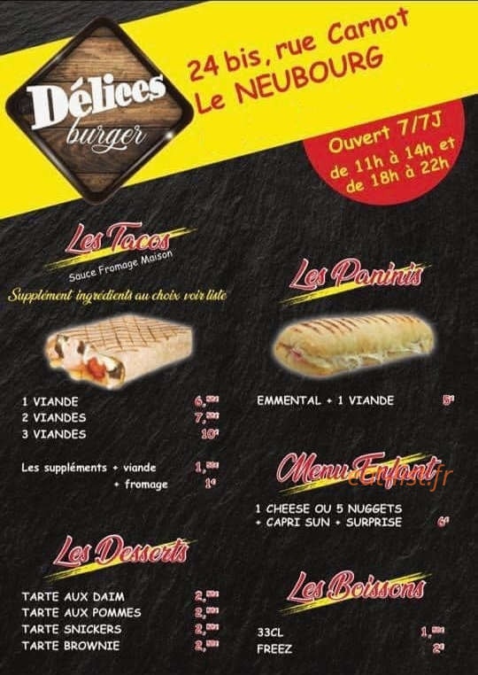 Délices burger — carte page 2