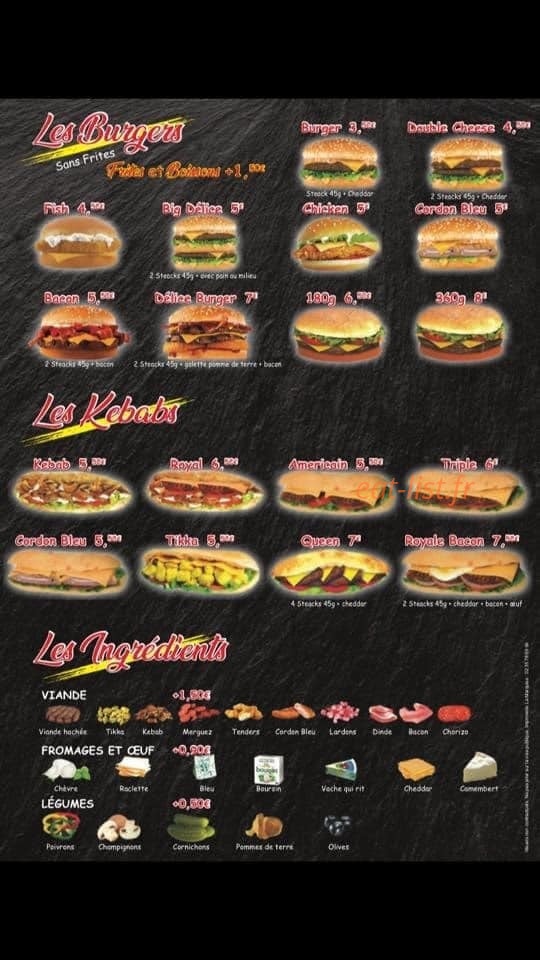 Délices burger — carte page 1