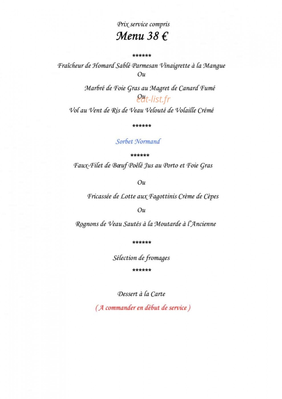Le Vol au Vent — carte page 3