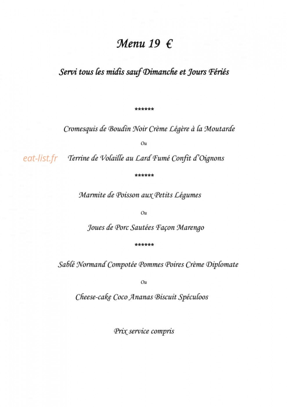 Le Vol au Vent — carte page 1