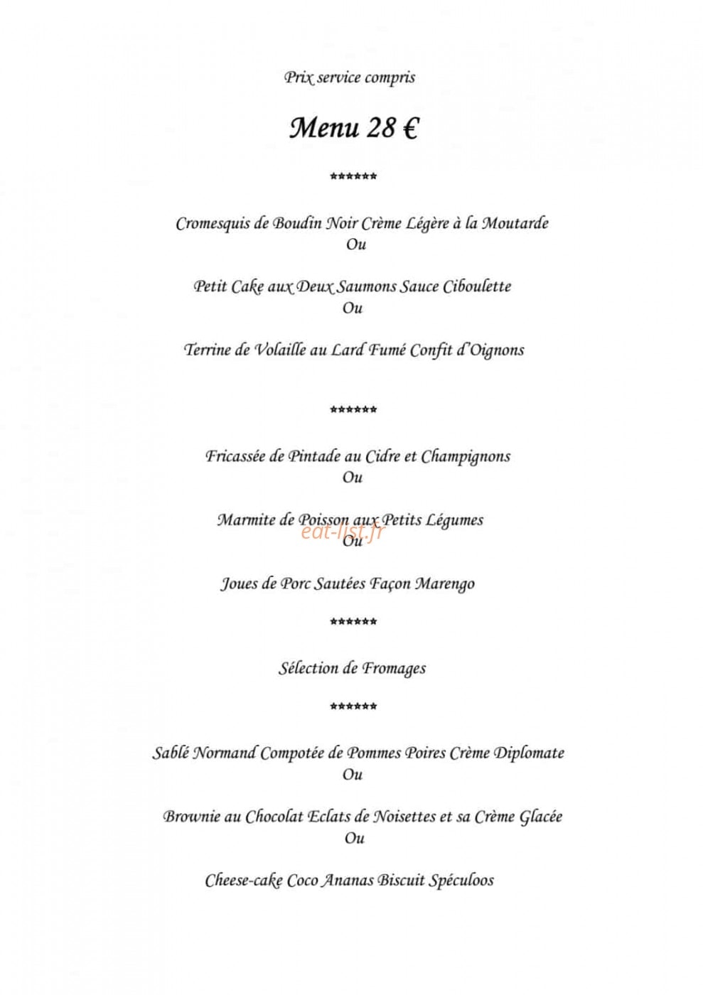 Le Vol au Vent — carte page 2