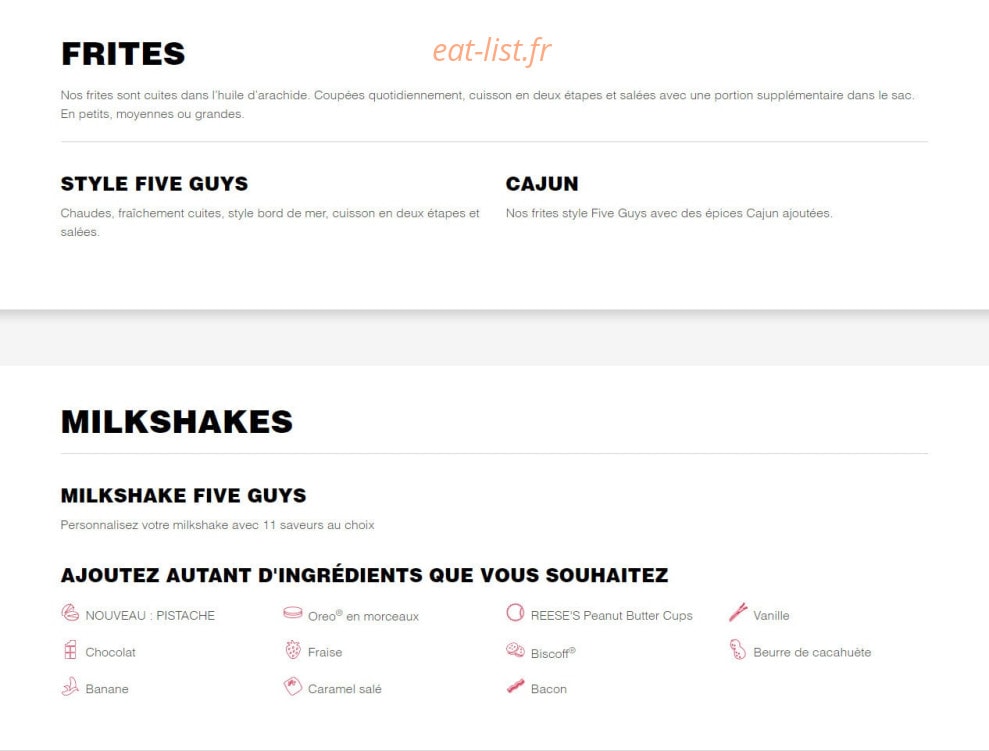 Five Guys — carte page 3