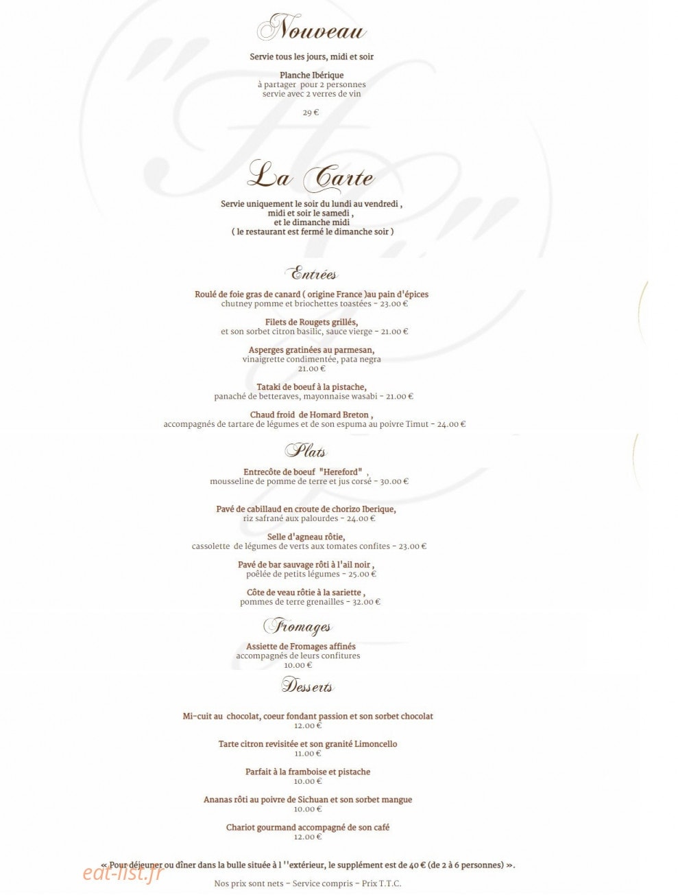 Le Millésime — carte page 1