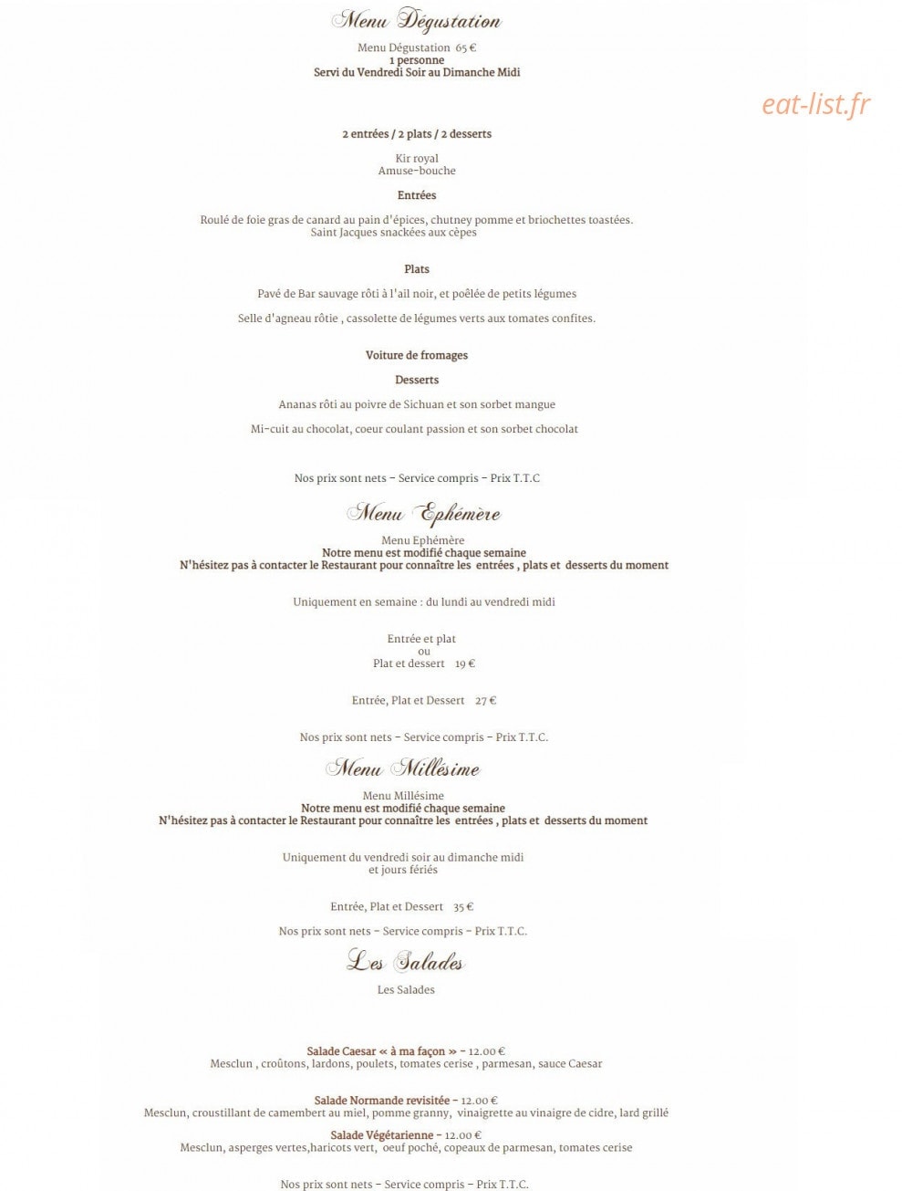 Le Millésime — carte page 2