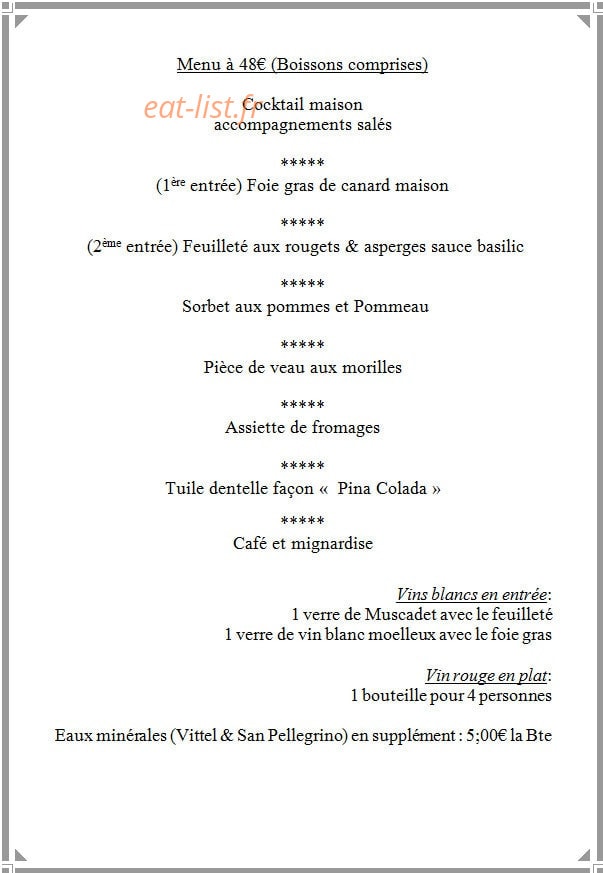 Auberge des Roy — carte page 11