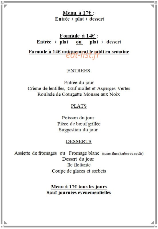 Auberge des Roy — carte page 1
