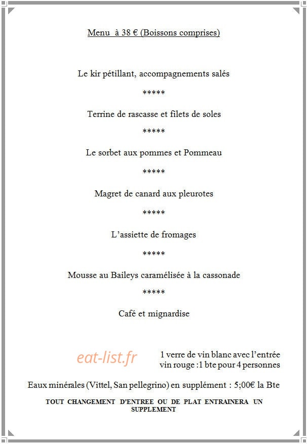 Auberge des Roy — carte page 10