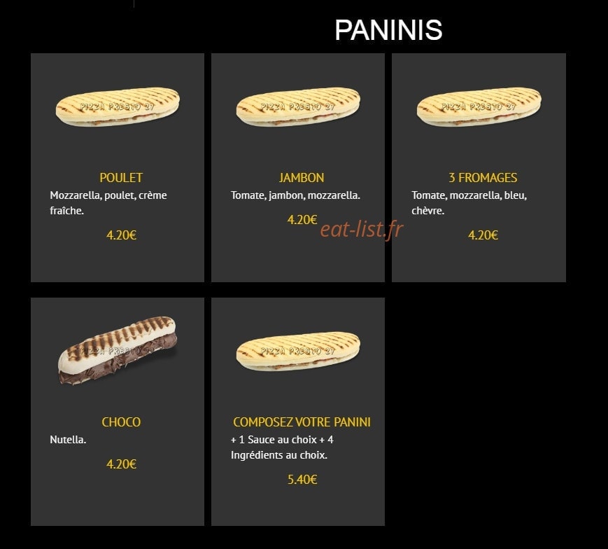 Pizza Presto — carte page 6
