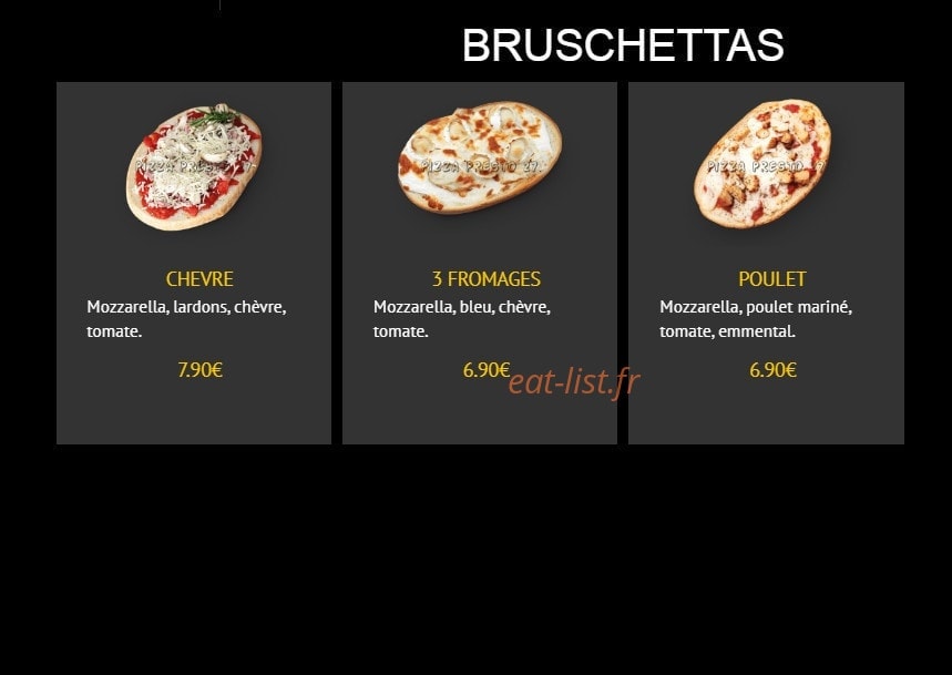 Pizza Presto — carte page 7