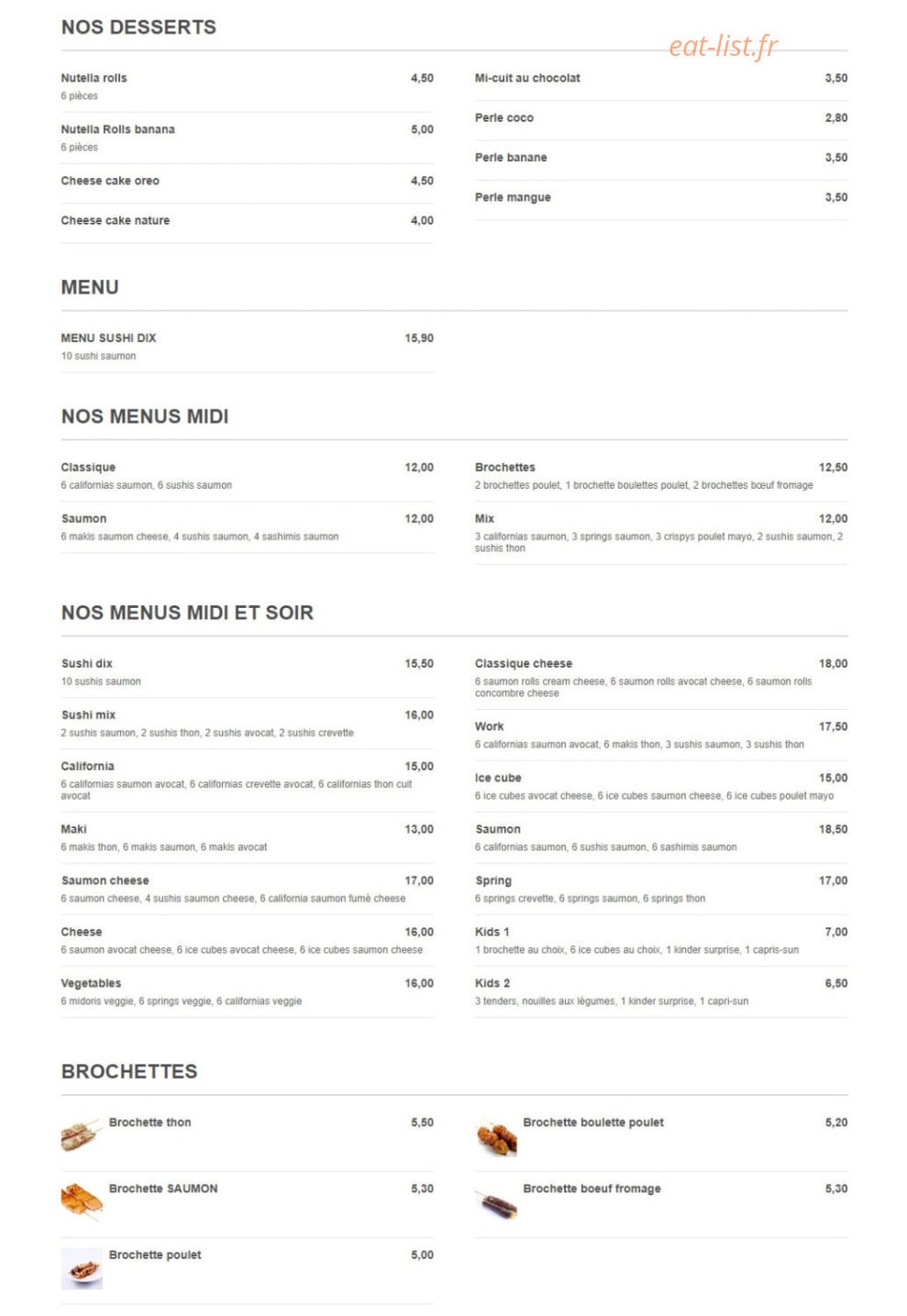 Seikatsu Sushi — carte page 6