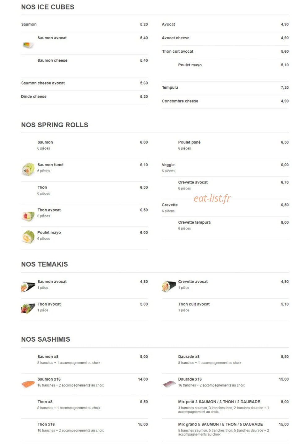 Seikatsu Sushi — carte page 4