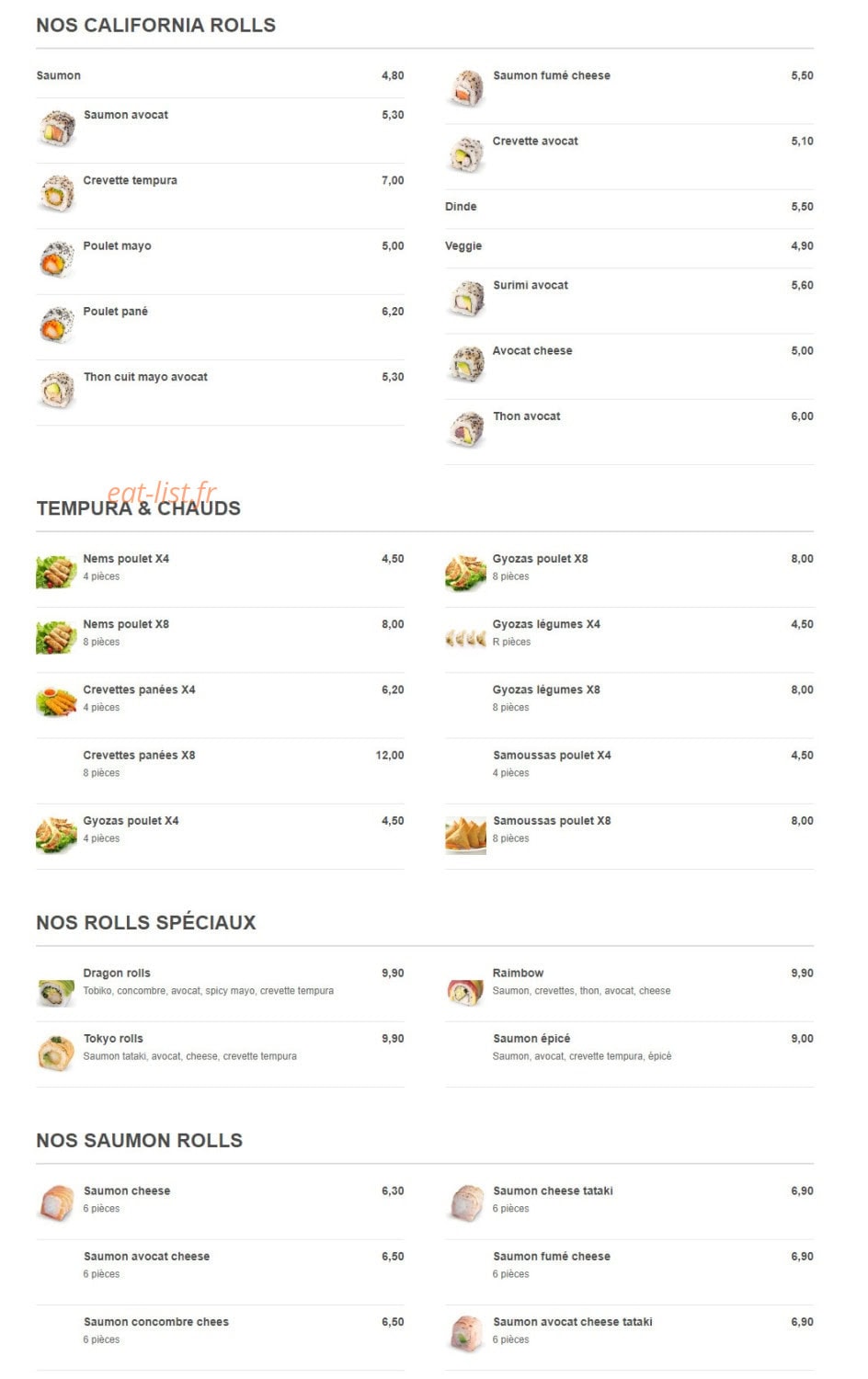 Seikatsu Sushi — carte page 2
