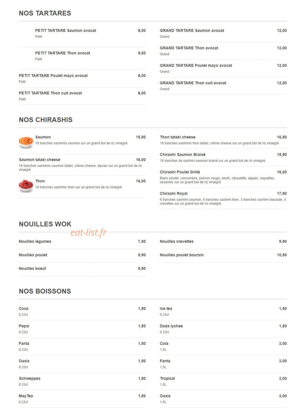 Seikatsu Sushi — carte page 5