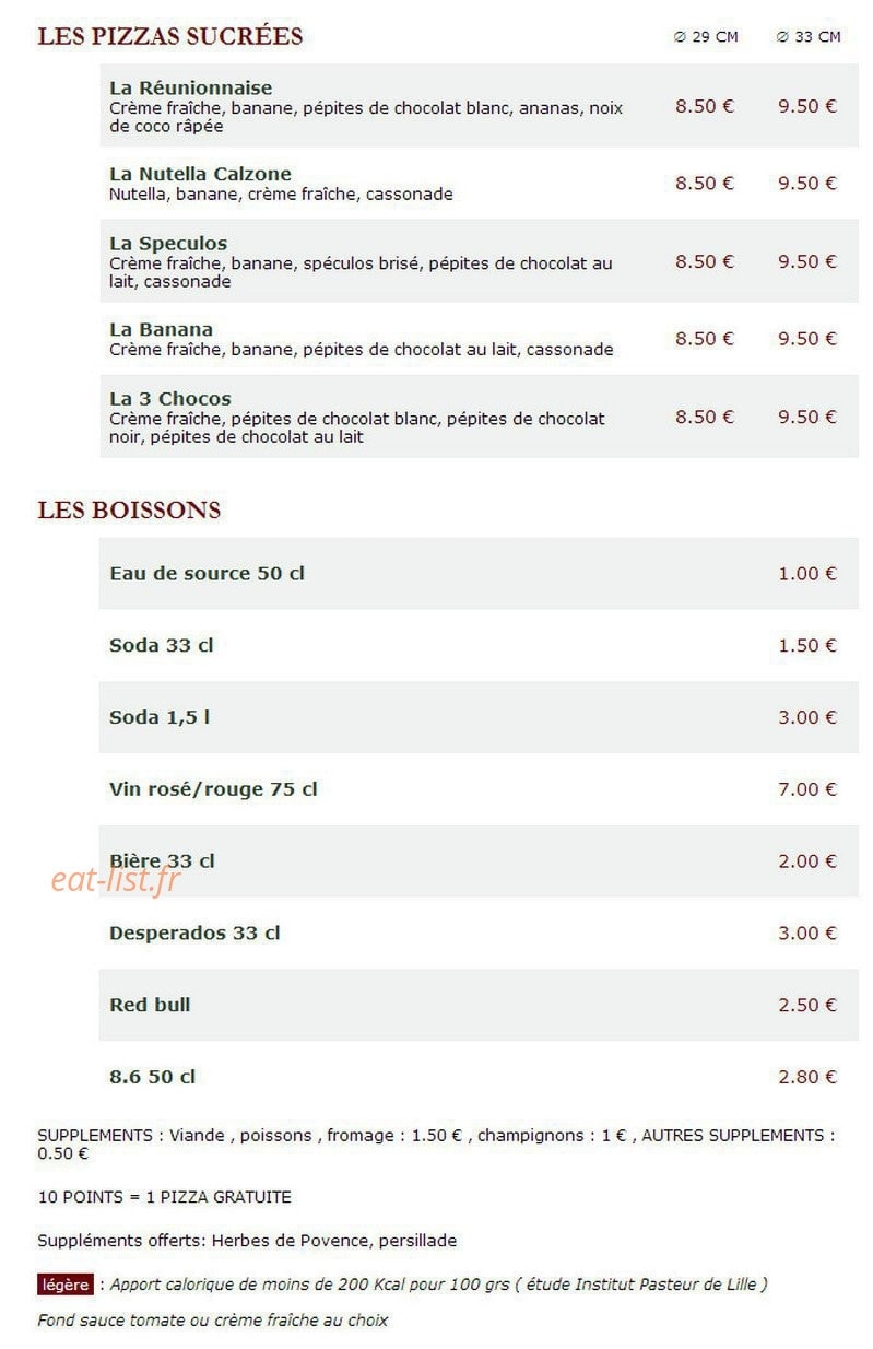 Le Kiosque à Pizzas — carte page 3