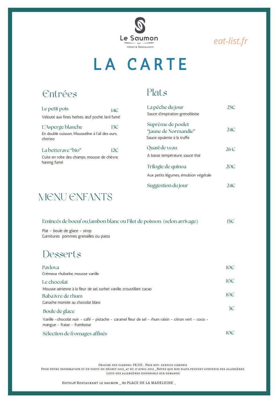 Le Saumon — carte page 2