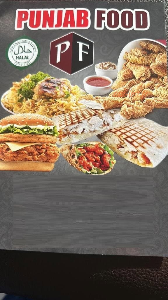 Punjab food — carte page 1