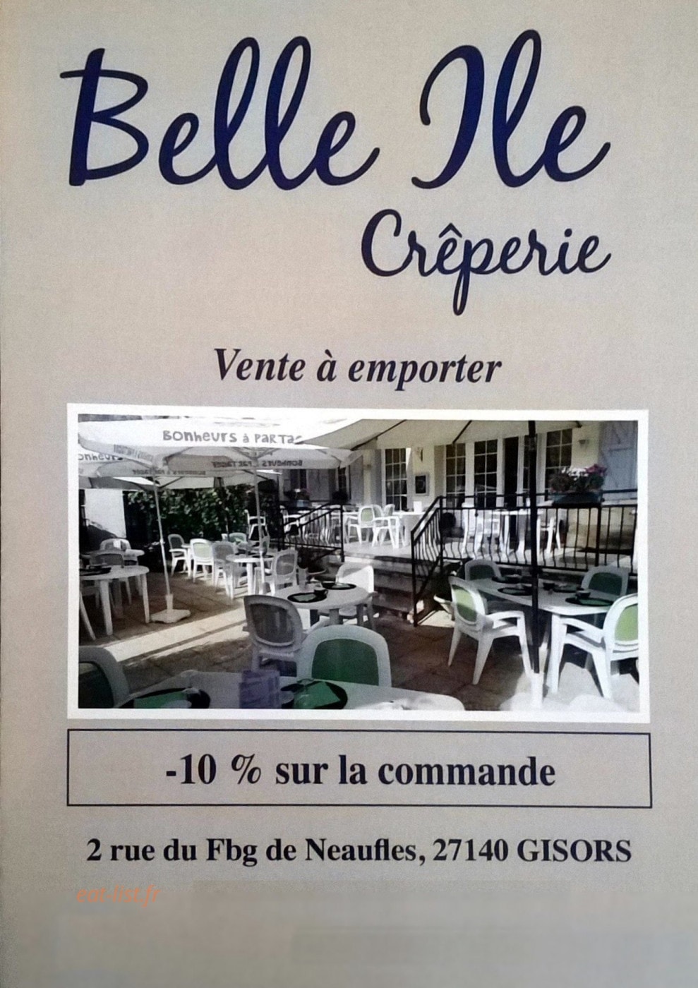 Belle Île à Gisors - menu et photos