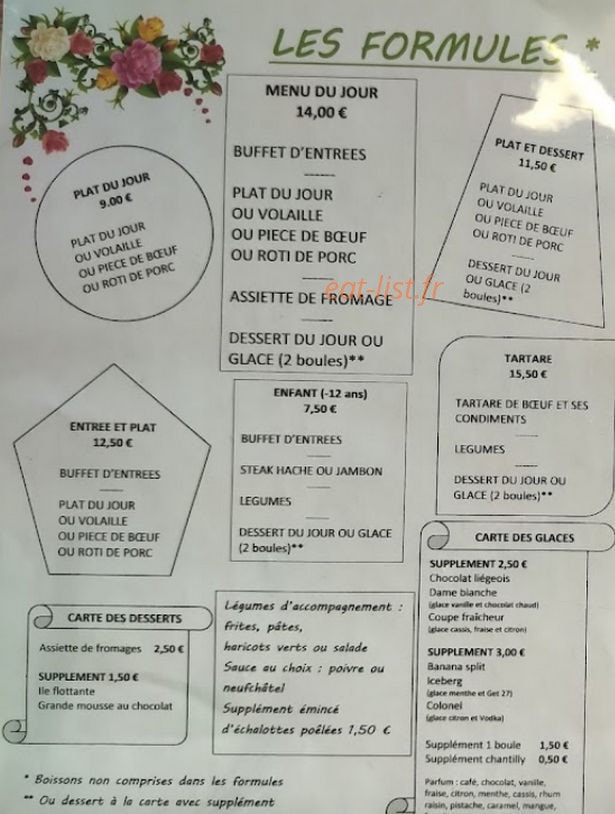 La Bonne Fourchette — carte page 1