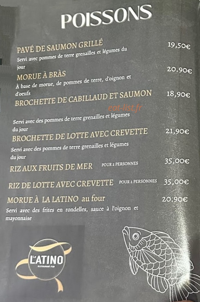 Le Latino Pub Restaurant — carte page 2
