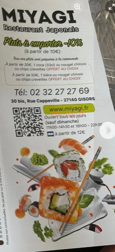 Carte et menu de Miyagi à Gisors — Les informations