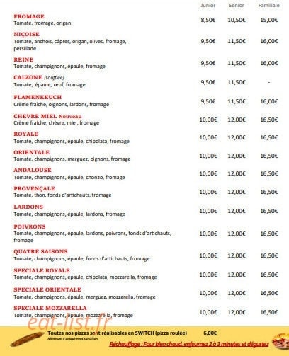 Pizza la Provencale — carte page 2