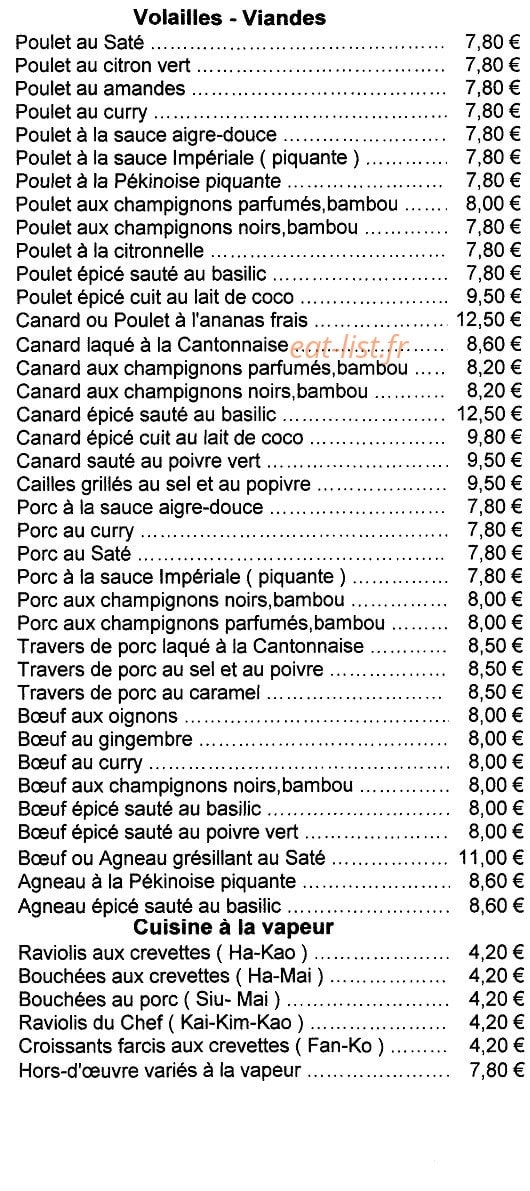 Restaurant Mirama — carte page 2