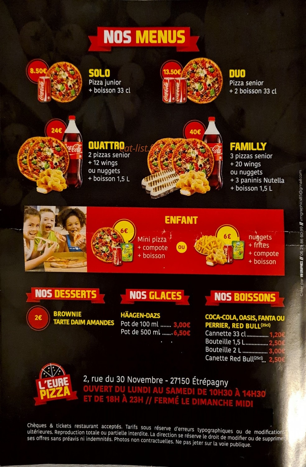L'Eure Pizza — carte page 4