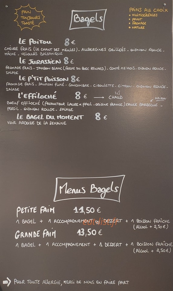 Carte et menu de La Bagelerie de Camille à Etrepagny — Menu bagels