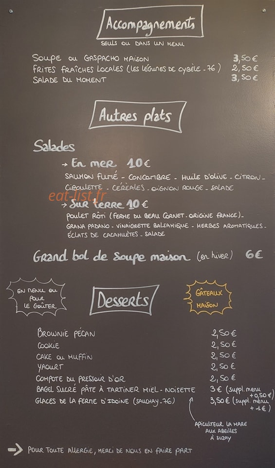 Carte et menu de La Bagelerie de Camille à Etrepagny — Les acccompagnements, plats et desserts