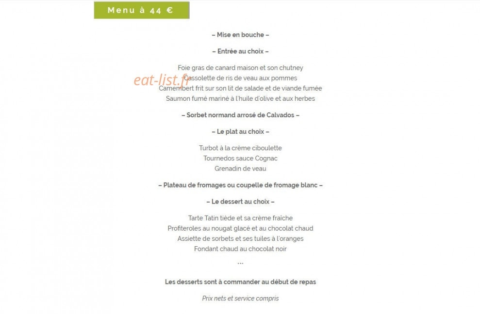 Auberge de la foret — carte page 2