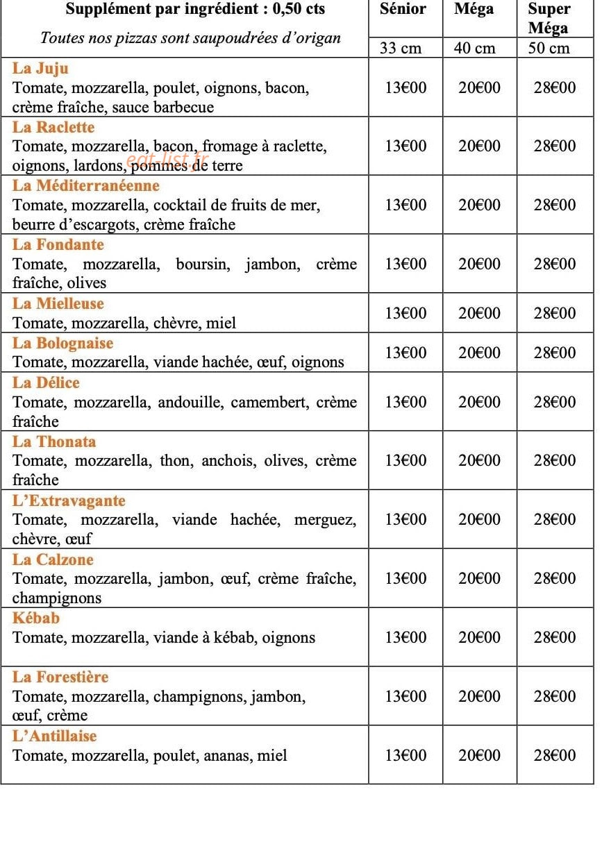 Déclic Pizza — carte page 2