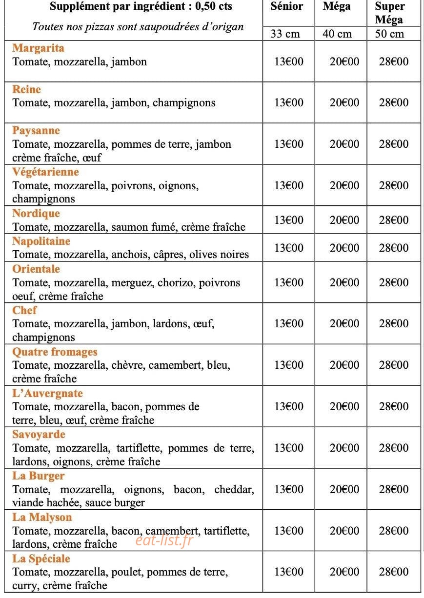 Déclic Pizza — carte page 1