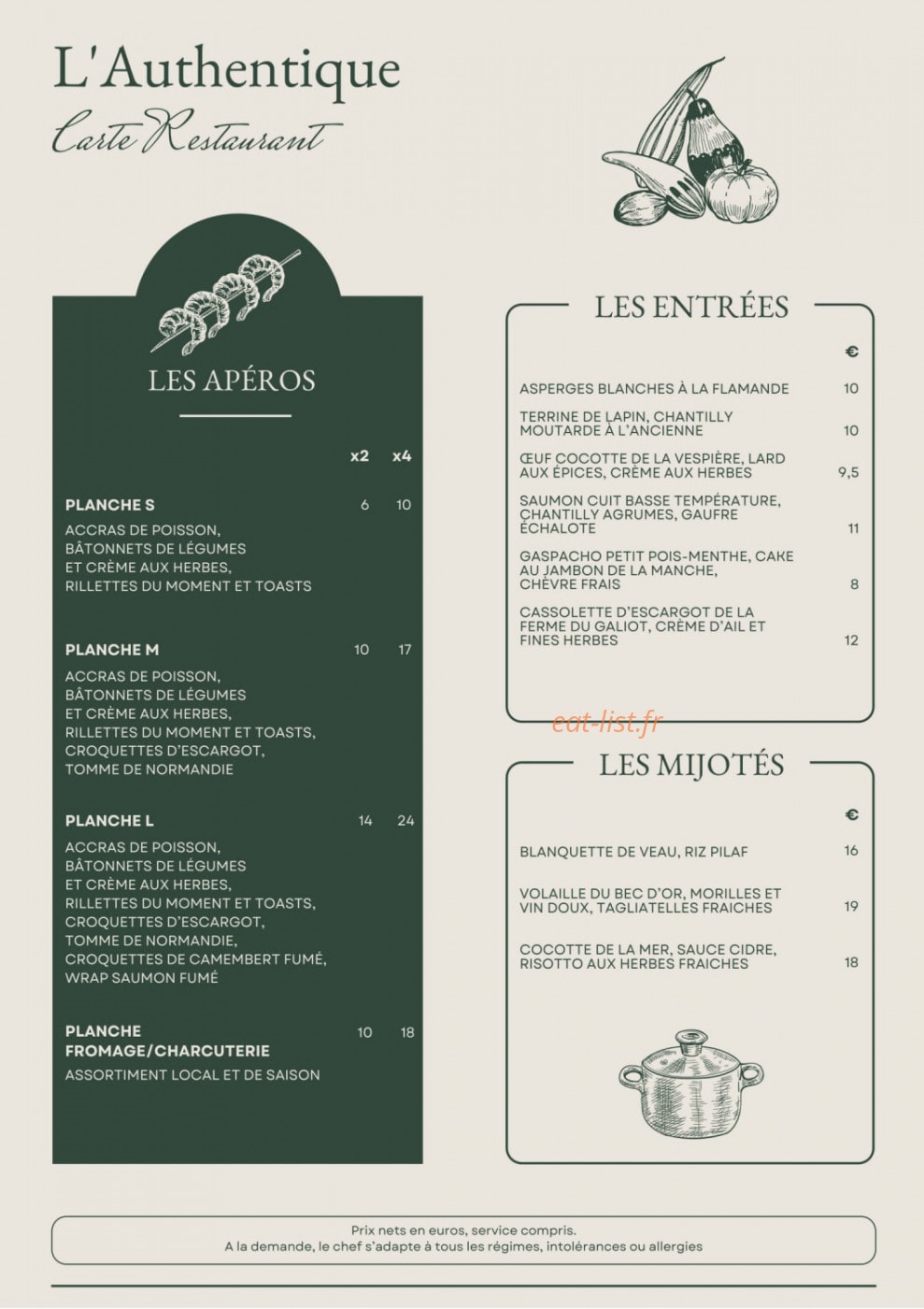 L' Authentique — carte page 1