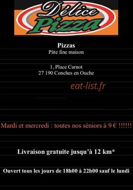 Délice pizza — carte page 1