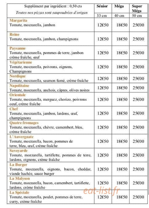 Délice pizza — carte page 2