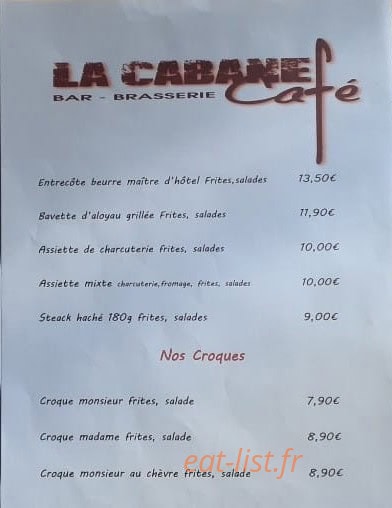 La Cabane café — carte page 2