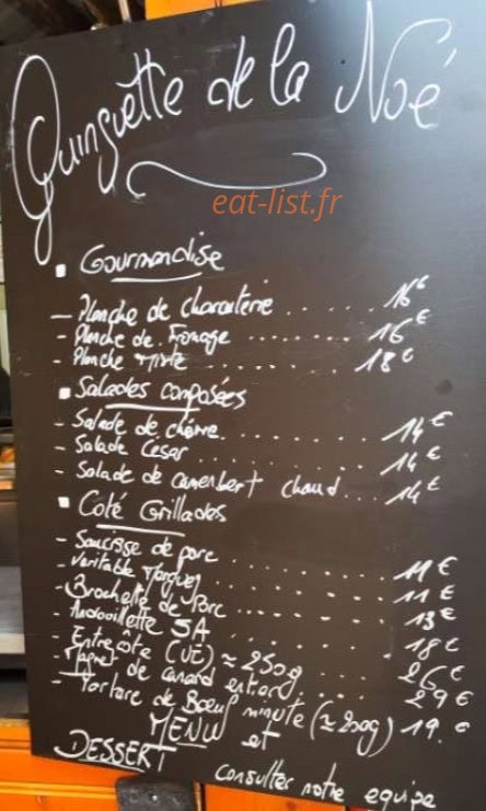 Carte et menu de Guinguette de la Noé à La Bonneville sur Iton — Les gourmandises, salades composées, ...