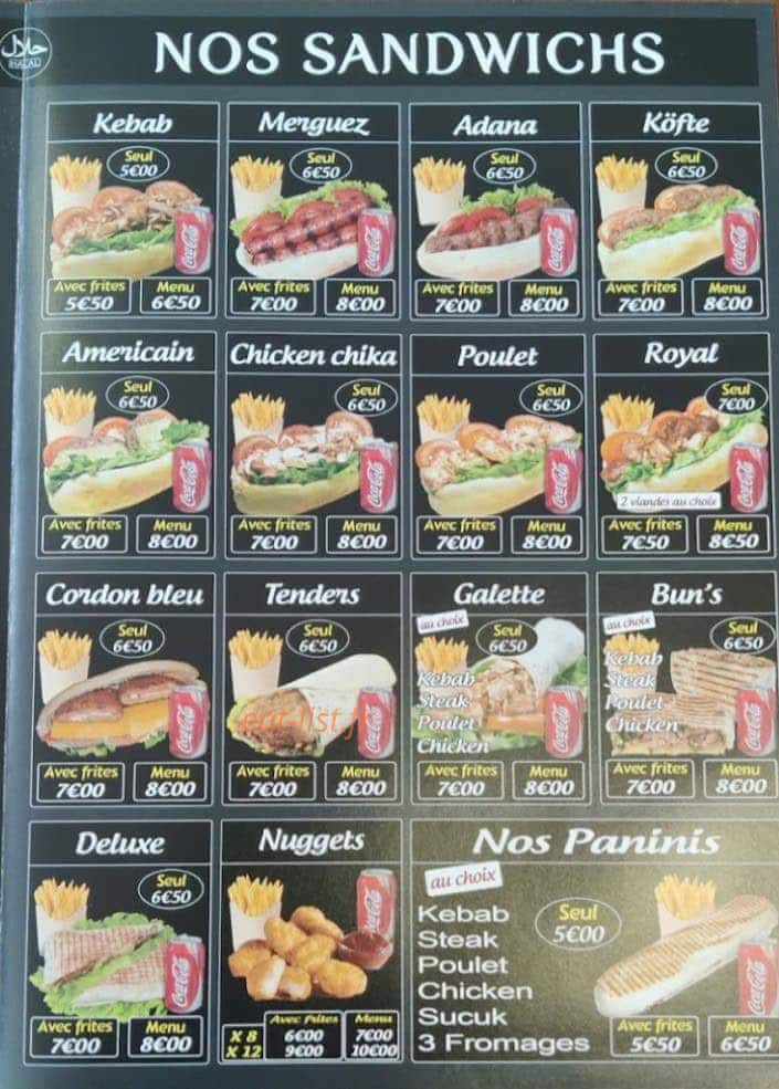 Carte et menu de La Bonneville à La Bonneville sur Iton — Les sandwichs