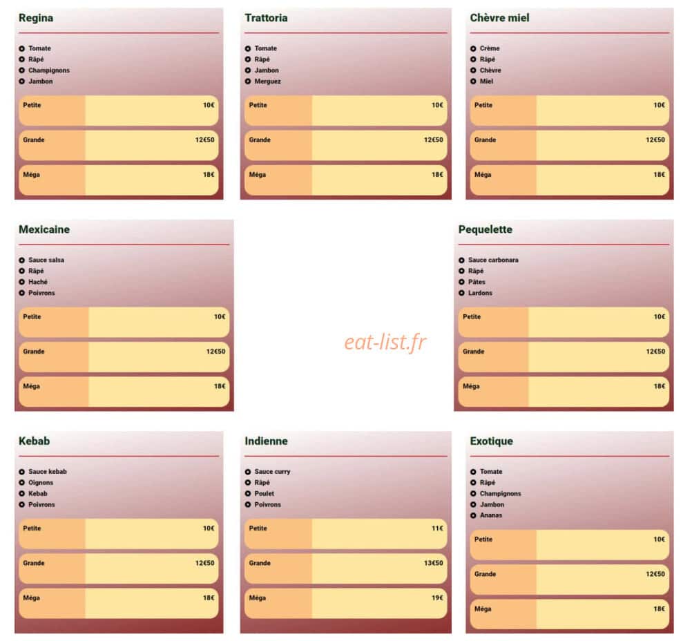 Les Pizzas d’Eric — carte page 2