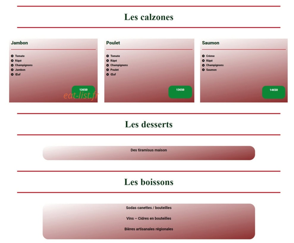 Les Pizzas d’Eric — carte page 7