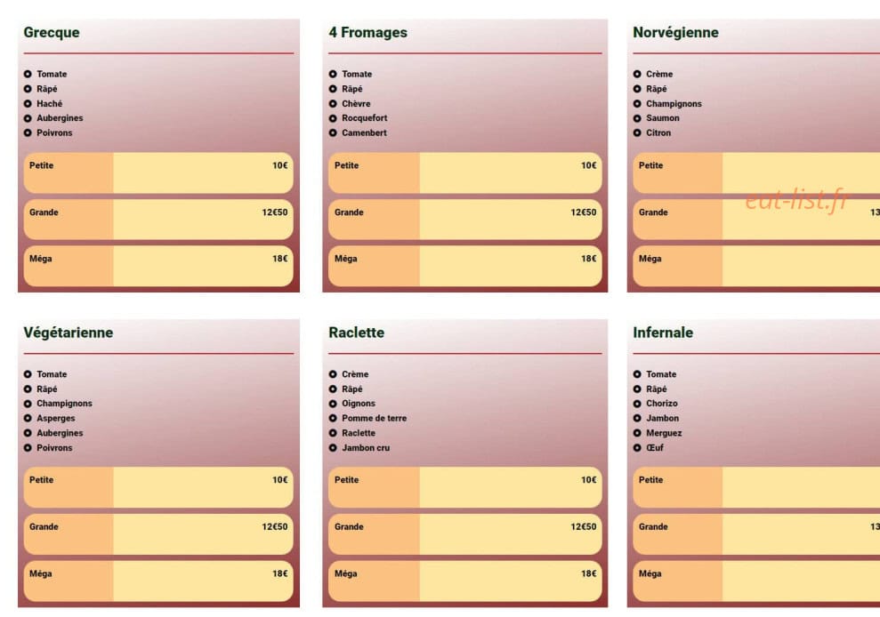 Les Pizzas d’Eric — carte page 3