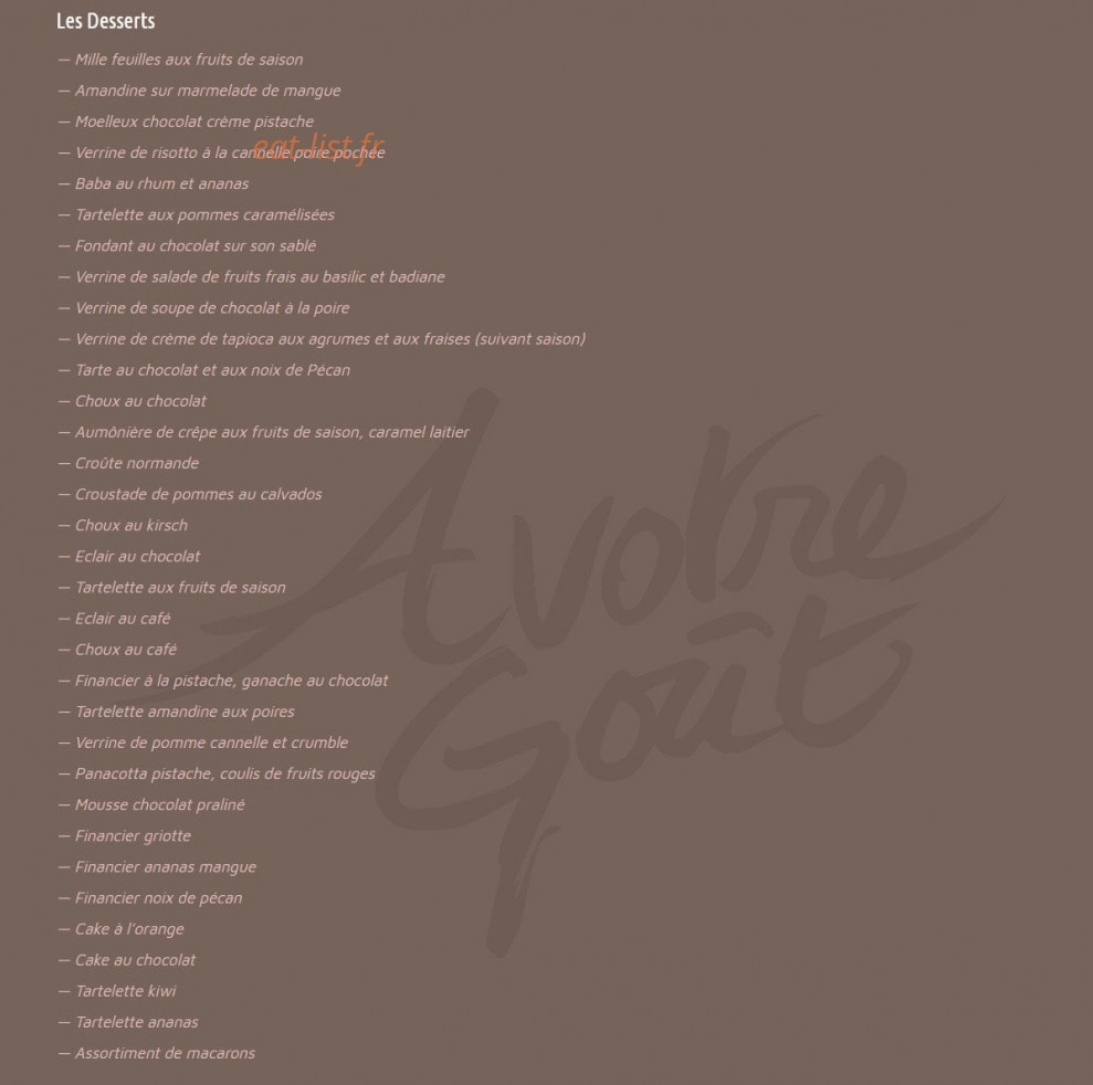 A Votre Goût — carte page 4
