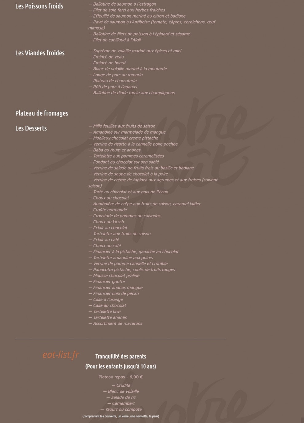 A Votre Goût — carte page 7