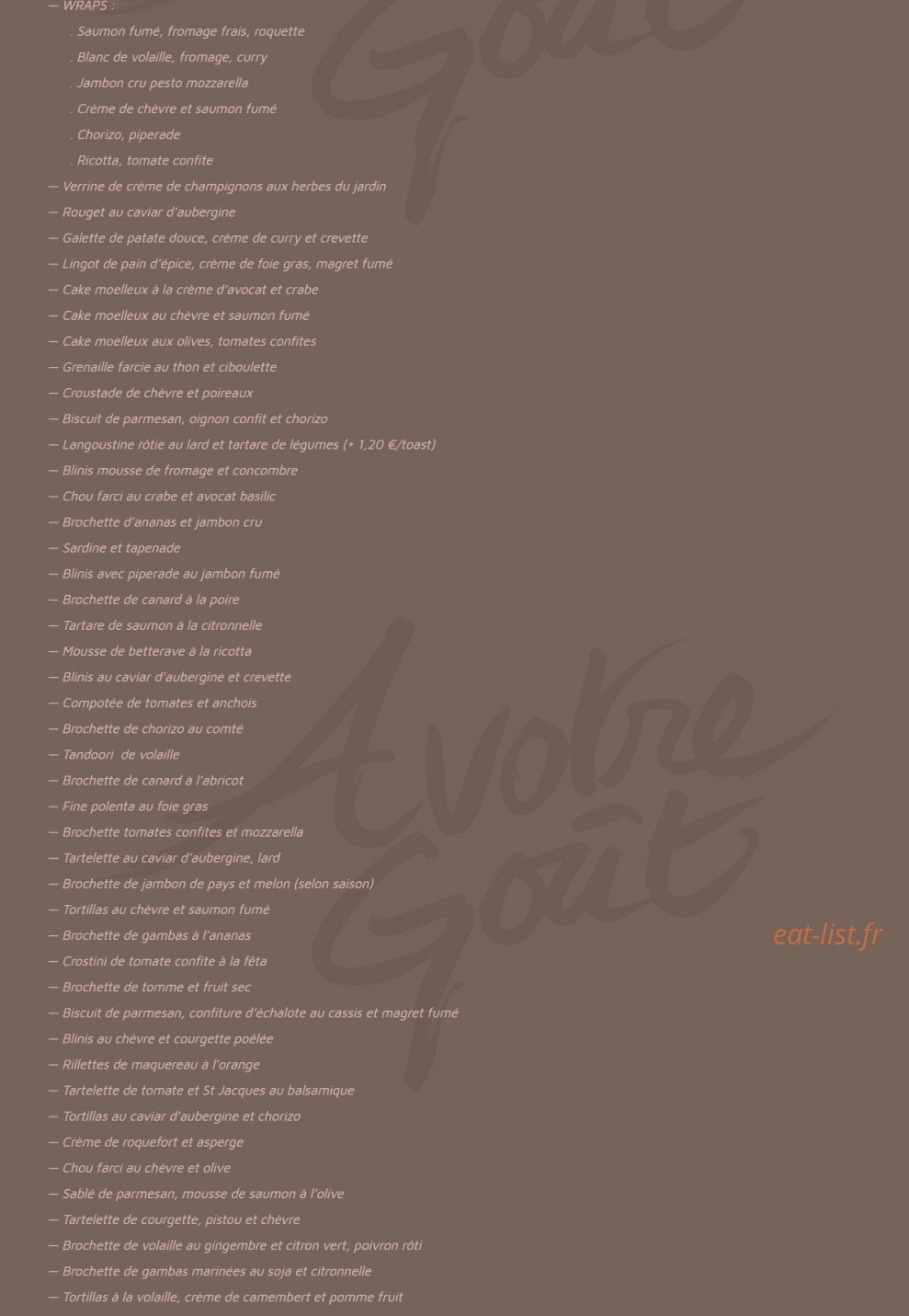 A Votre Goût — carte page 2