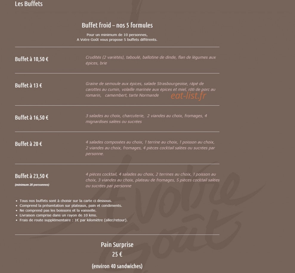 A Votre Goût — carte page 5
