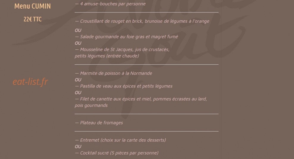 A Votre Goût — carte page 9