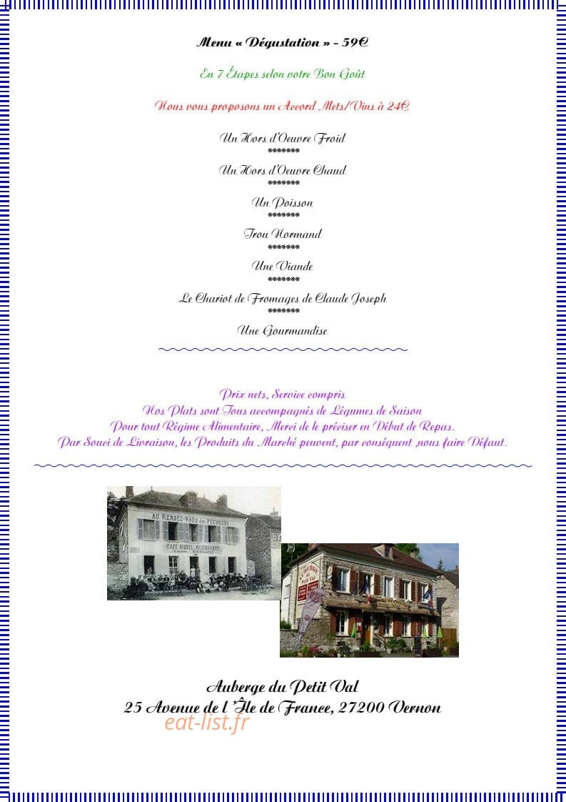Auberge du Petit Val — carte page 4
